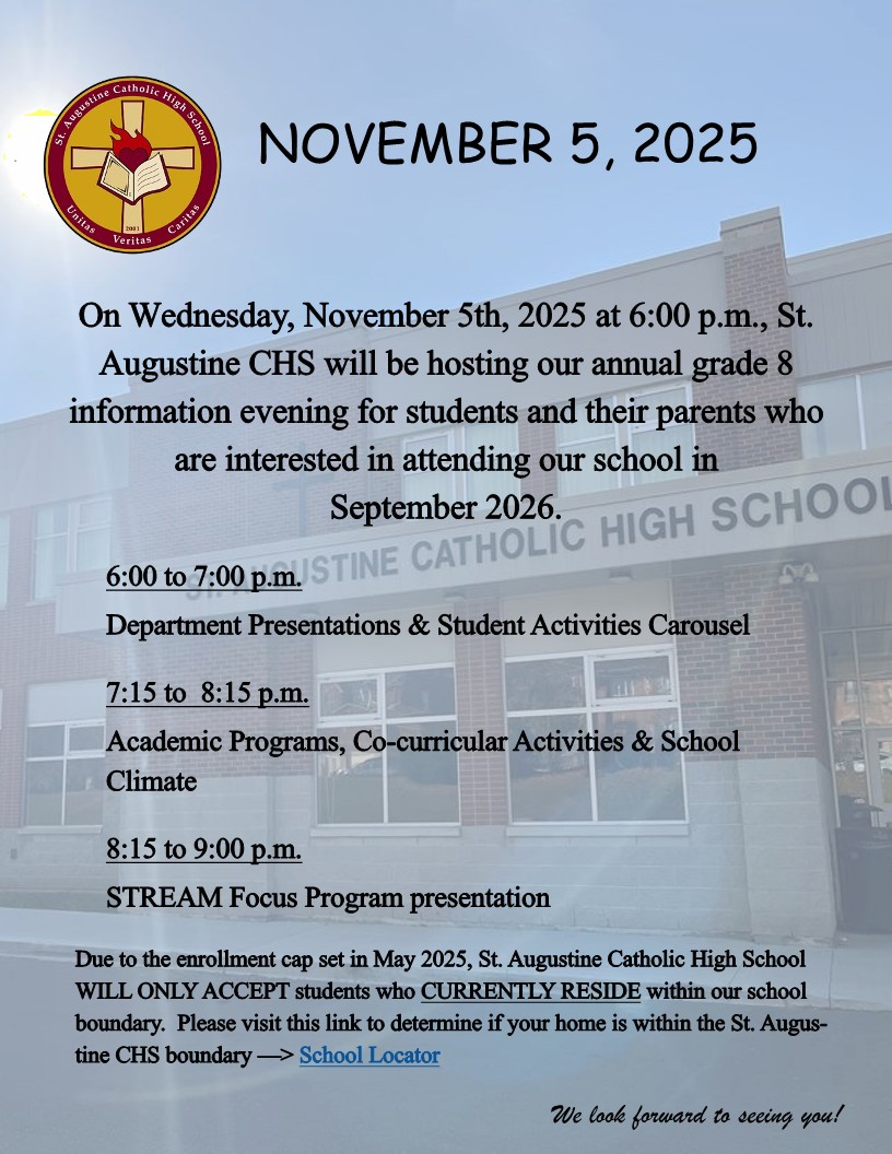 St. Augustine Catholic High School Grade 8 Open House – November 5, 2025